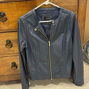 Navy blue FAUX leather jacket from the limited size medium